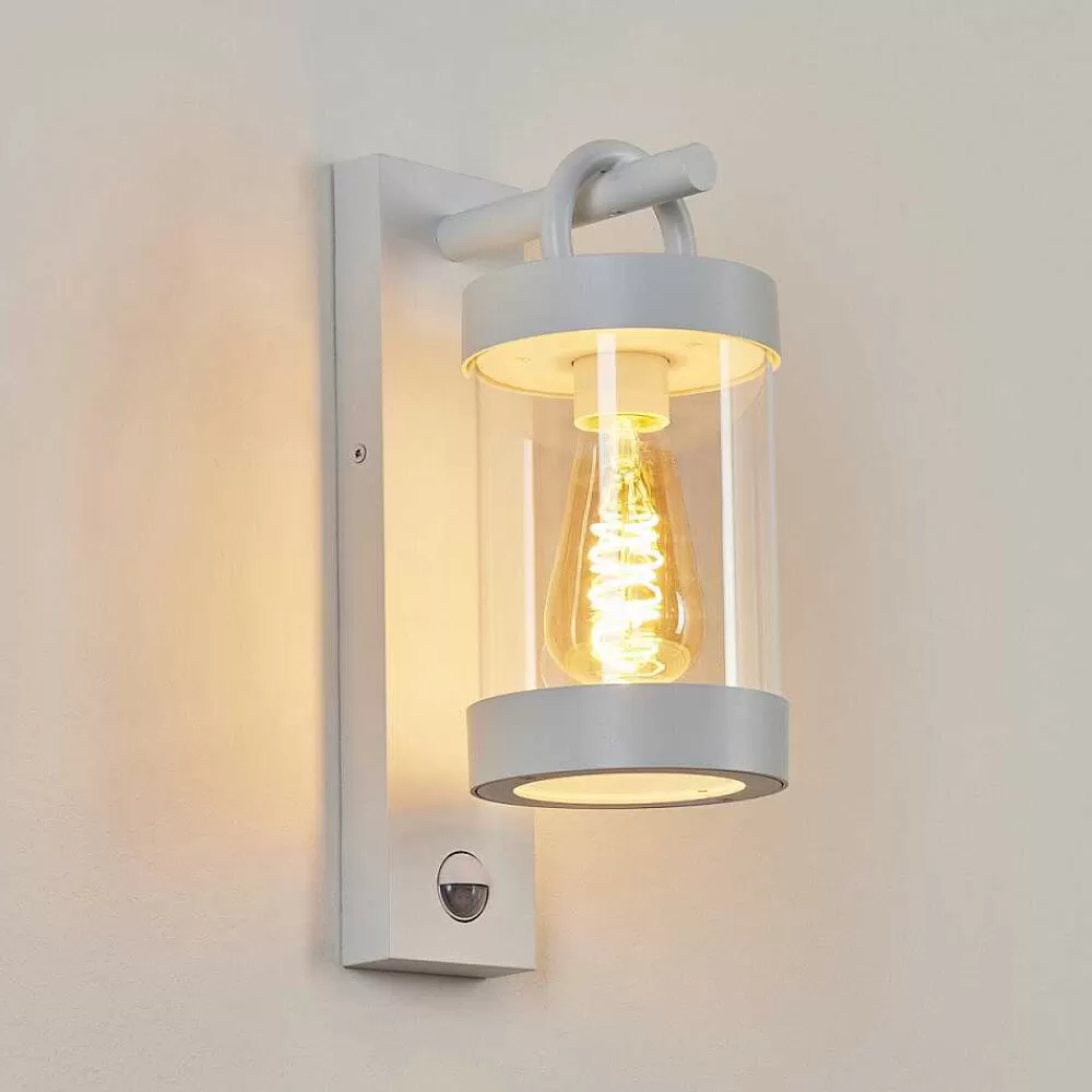 hofstein Applique Murale D'Exterieur Fulham Blanc, 1 Lumiere, Detecteur De Mouvement
