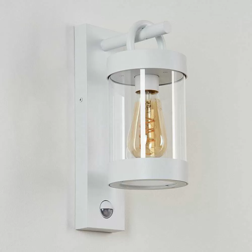 hofstein Applique Murale D'Exterieur Fulham Blanc, 1 Lumiere, Detecteur De Mouvement