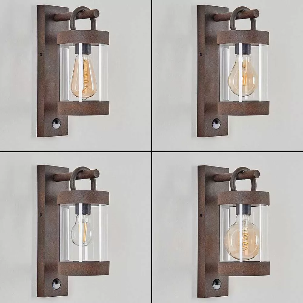 hofstein Applique Murale D'Exterieur Fulham Brun, Rouille, 1 Lumiere, Detecteur De Mouvement