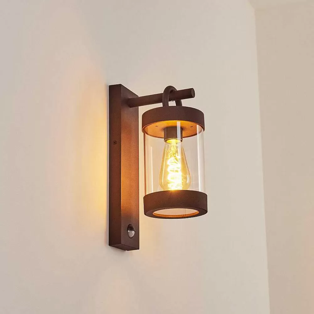 hofstein Applique Murale D'Exterieur Fulham Brun, Rouille, 1 Lumiere, Detecteur De Mouvement