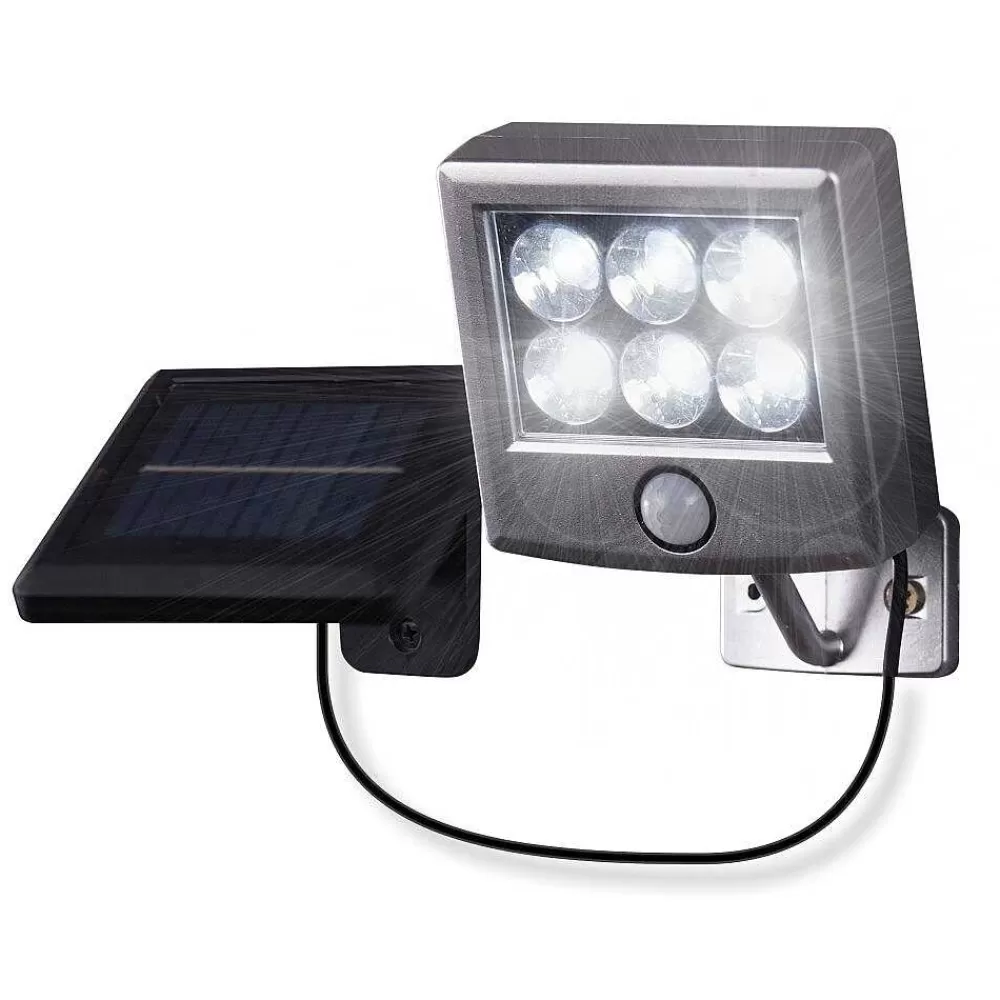 Luminaires Globo Lighting Applique Murale D'Exterieur Globo Solar Led Noir, Argente, 6 Lumieres, Detecteur De Mouvement