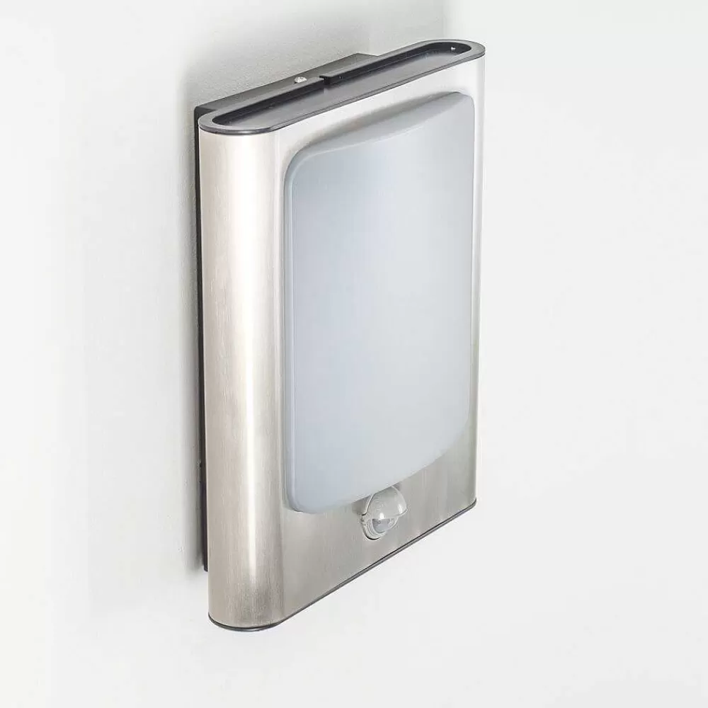 hofstein Applique Murale D'Exterieur Kimola Led Nickel Mat, 1 Lumiere, Detecteur De Mouvement