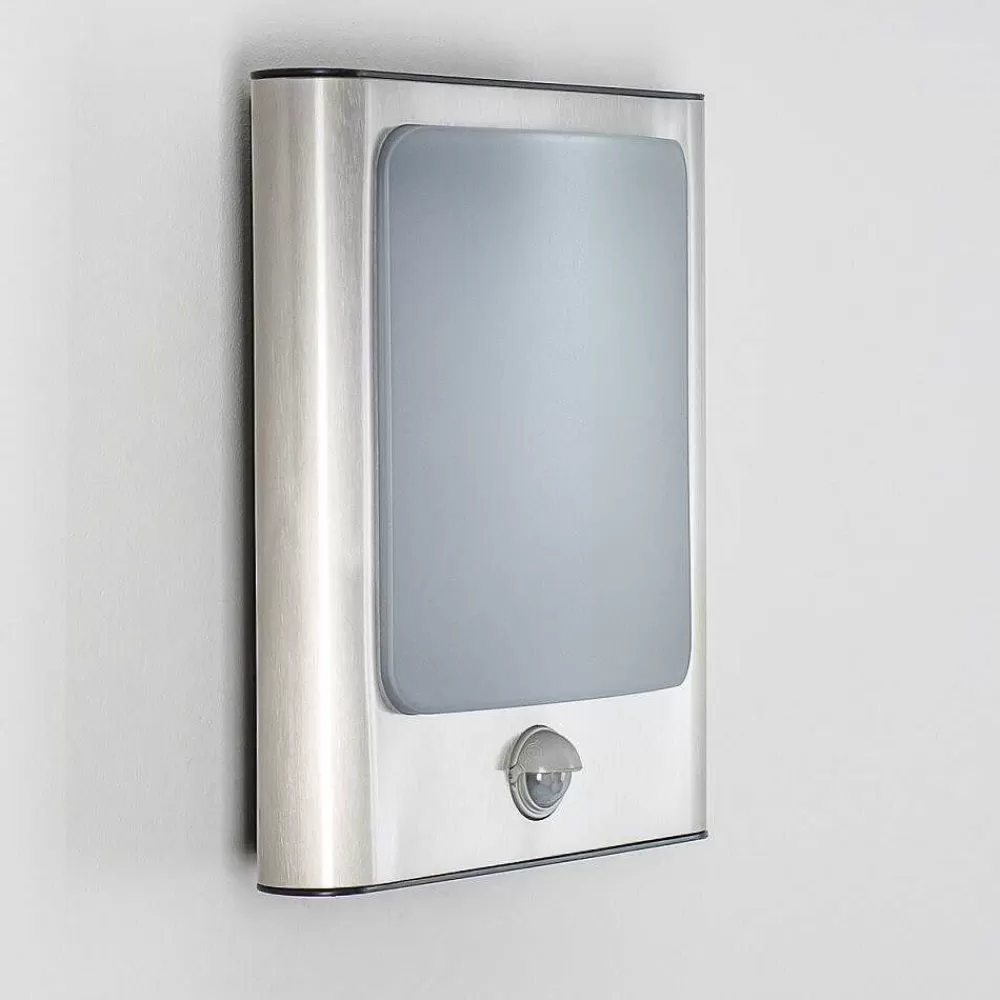 hofstein Applique Murale D'Exterieur Kimola Led Nickel Mat, 1 Lumiere, Detecteur De Mouvement