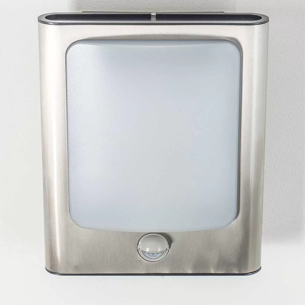 hofstein Applique Murale D'Exterieur Kimola Led Nickel Mat, 1 Lumiere, Detecteur De Mouvement