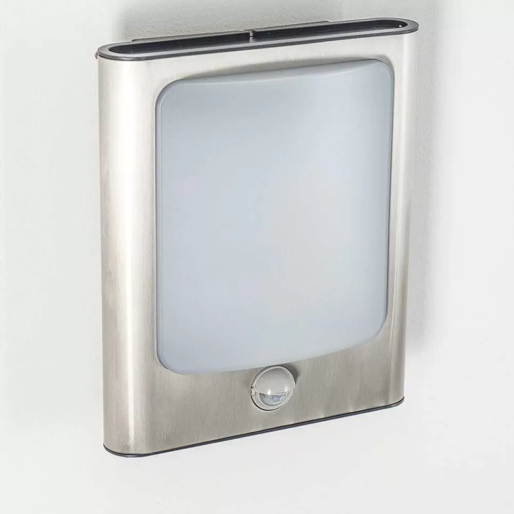 hofstein Applique Murale D'Exterieur Kimola Led Nickel Mat, 1 Lumiere, Detecteur De Mouvement