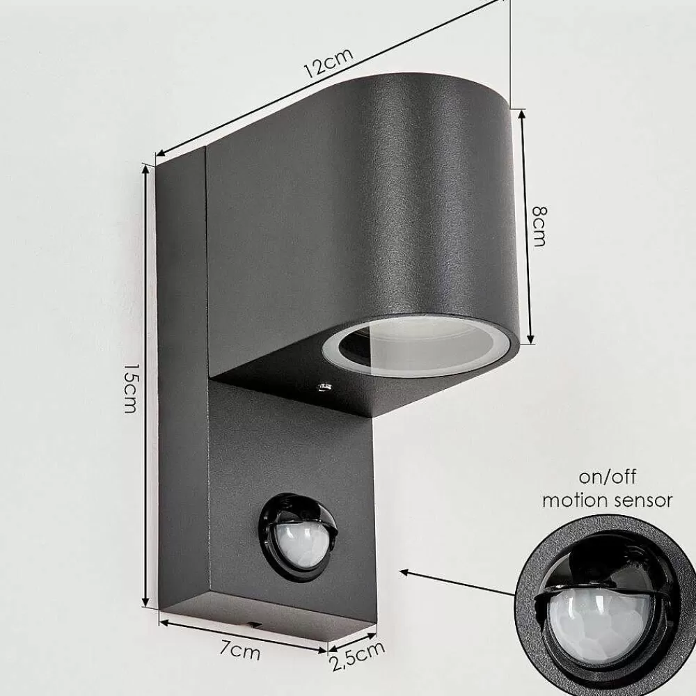 hofstein Applique Murale D'Exterieur Kingstown Anthracite, Transparent, 1 Lumiere, Detecteur De Mouvement