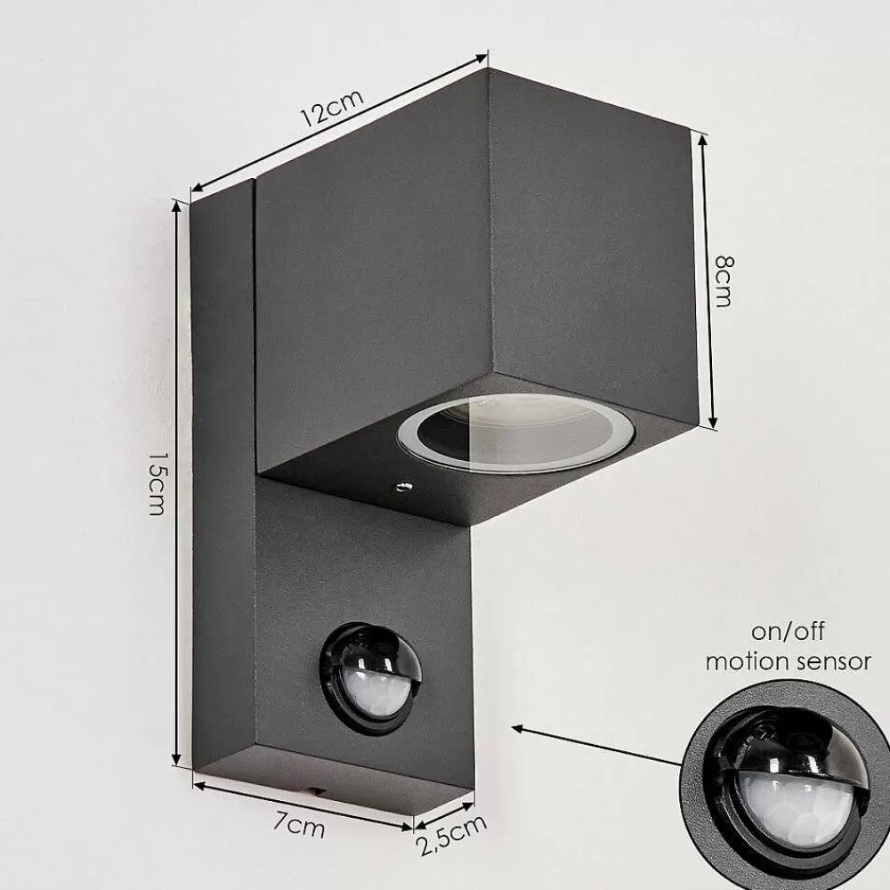 hofstein Applique Murale D'Exterieur Kingstown Anthracite, Transparent, 1 Lumiere, Detecteur De Mouvement