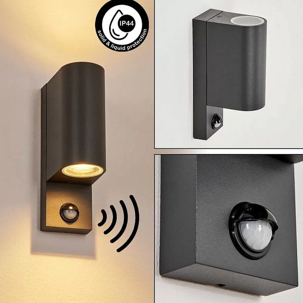 hofstein Applique Murale D'Exterieur Kingstown Anthracite, Transparent, 2 Lumieres, Detecteur De Mouvement