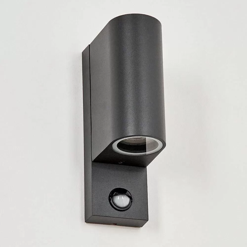 hofstein Applique Murale D'Exterieur Kingstown Anthracite, Transparent, 2 Lumieres, Detecteur De Mouvement