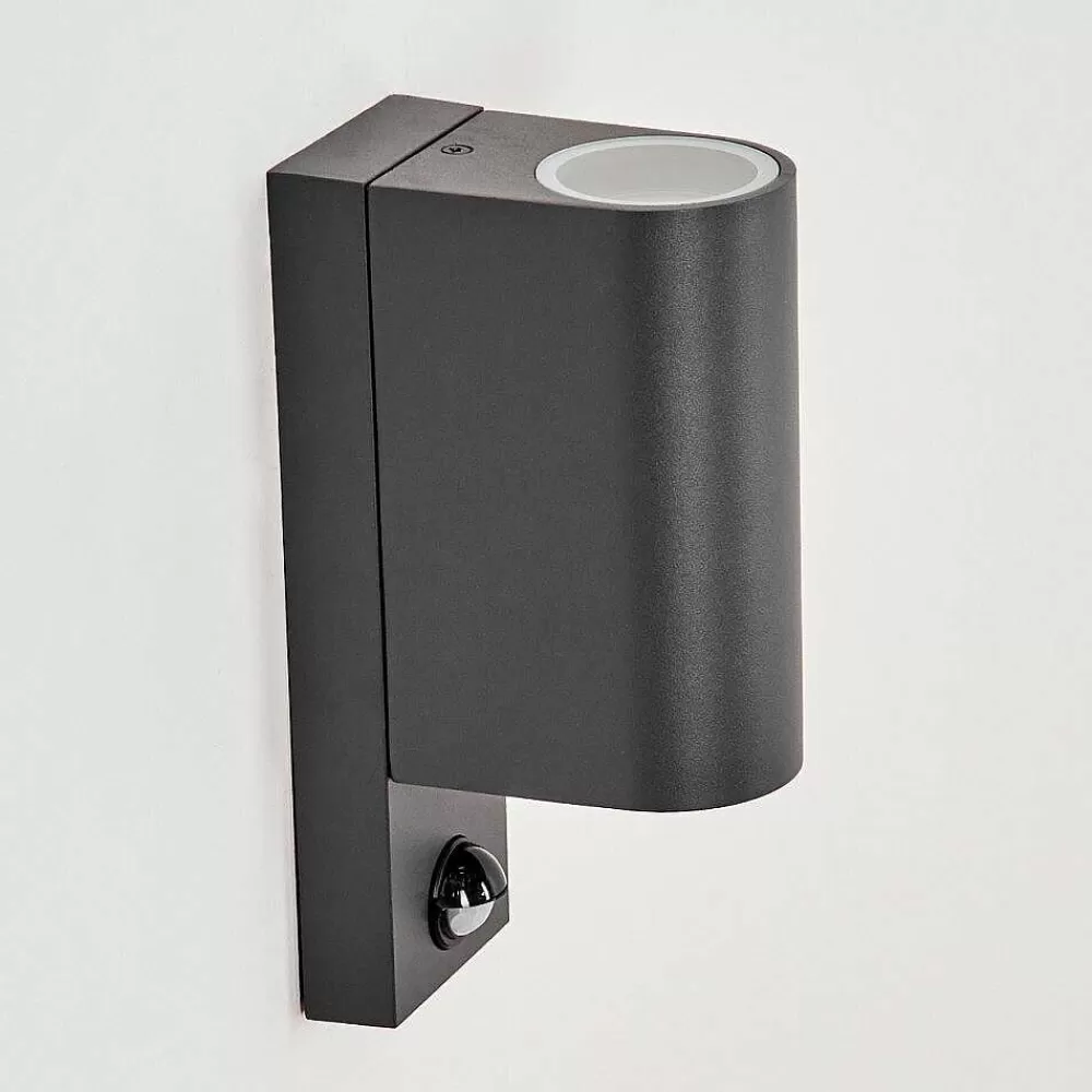 hofstein Applique Murale D'Exterieur Kingstown Anthracite, Transparent, 2 Lumieres, Detecteur De Mouvement