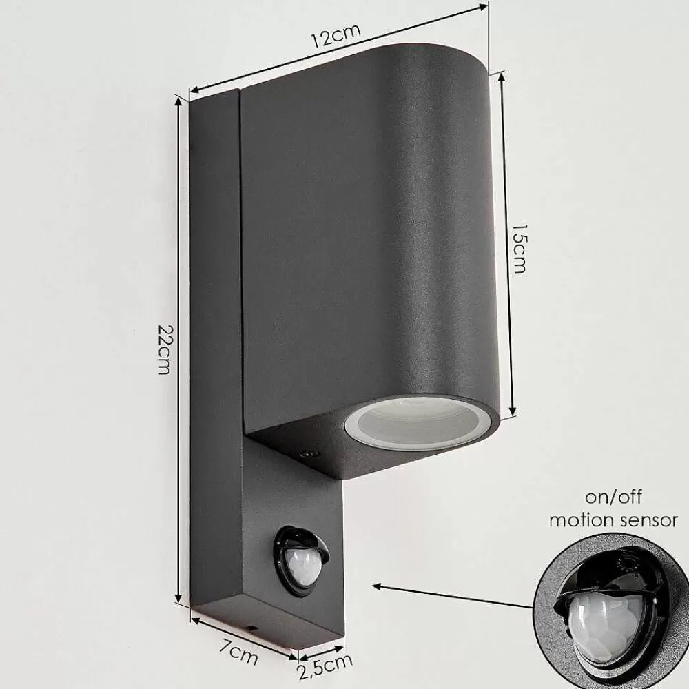 hofstein Applique Murale D'Exterieur Kingstown Anthracite, Transparent, 2 Lumieres, Detecteur De Mouvement
