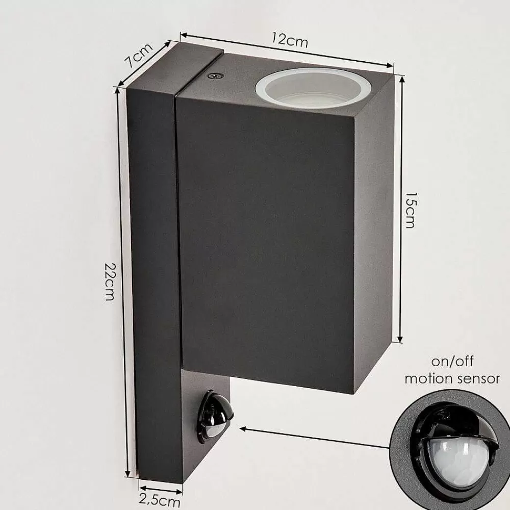 hofstein Applique Murale D'Exterieur Kingstown Anthracite, Transparent, 2 Lumieres, Detecteur De Mouvement