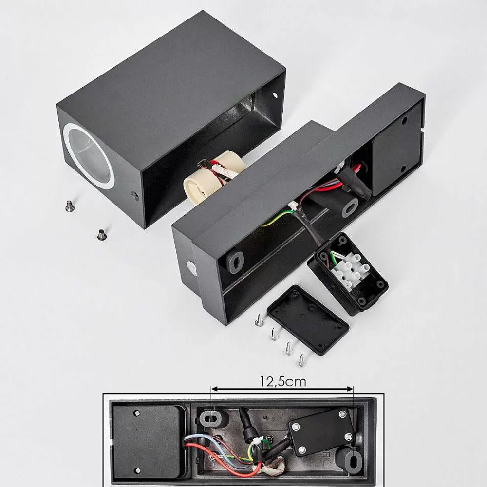 hofstein Applique Murale D'Exterieur Kingstown Anthracite, Transparent, 2 Lumieres, Detecteur De Mouvement