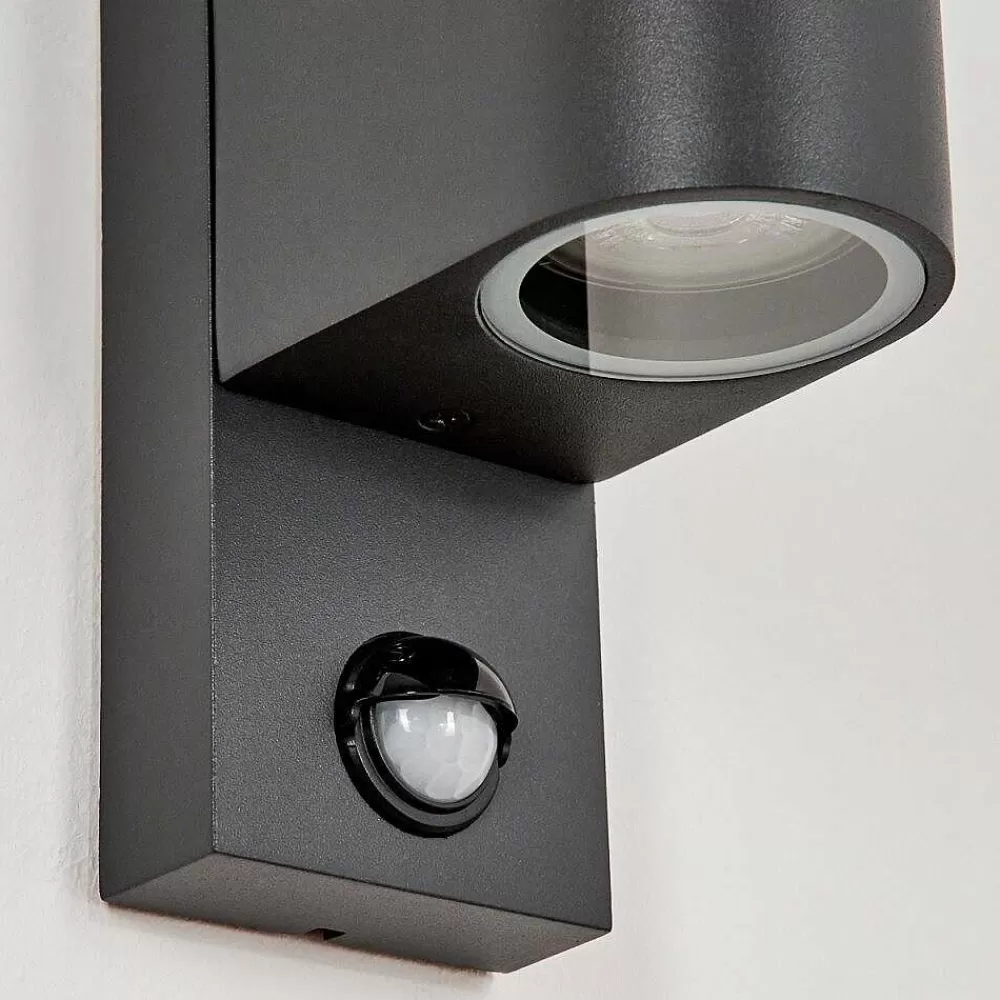 hofstein Applique Murale D'Exterieur Kingstown Anthracite, Transparent, 2 Lumieres, Detecteur De Mouvement