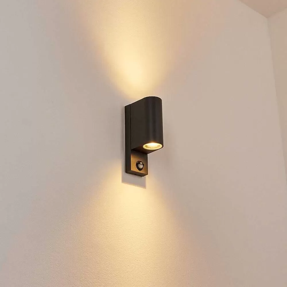 hofstein Applique Murale D'Exterieur Kingstown Anthracite, Transparent, 2 Lumieres, Detecteur De Mouvement