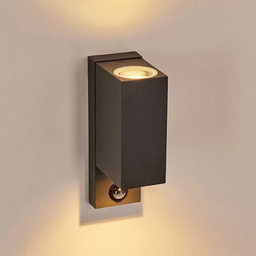 hofstein Applique Murale D'Exterieur Kingstown Anthracite, Transparent, 2 Lumieres, Detecteur De Mouvement