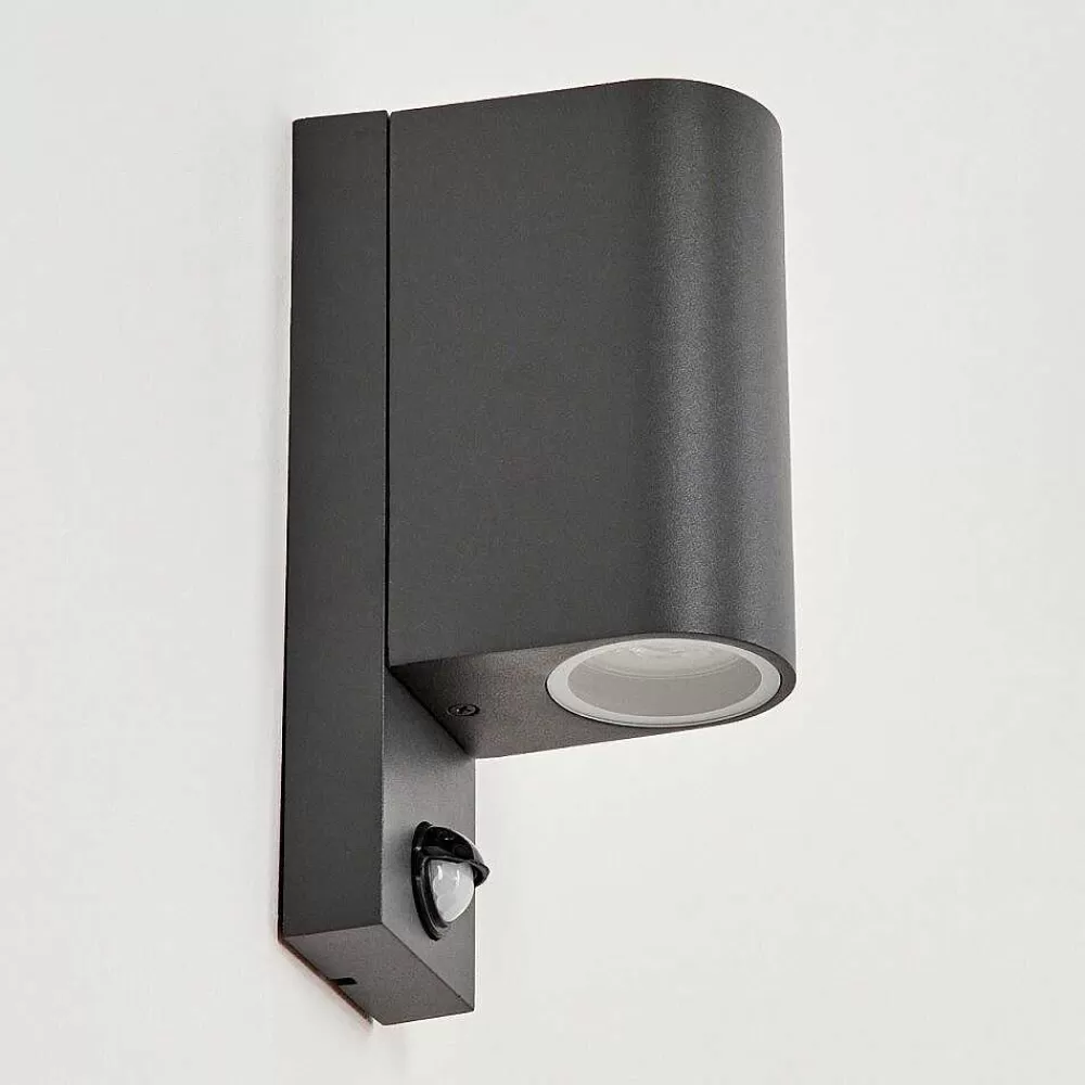 hofstein Applique Murale D'Exterieur Kingstown Anthracite, Transparent, 2 Lumieres, Detecteur De Mouvement