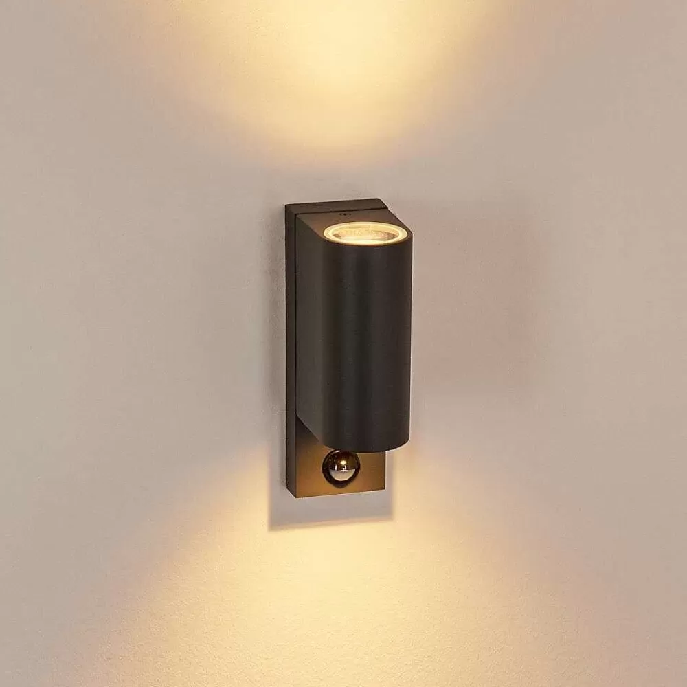 hofstein Applique Murale D'Exterieur Kingstown Anthracite, Transparent, 2 Lumieres, Detecteur De Mouvement