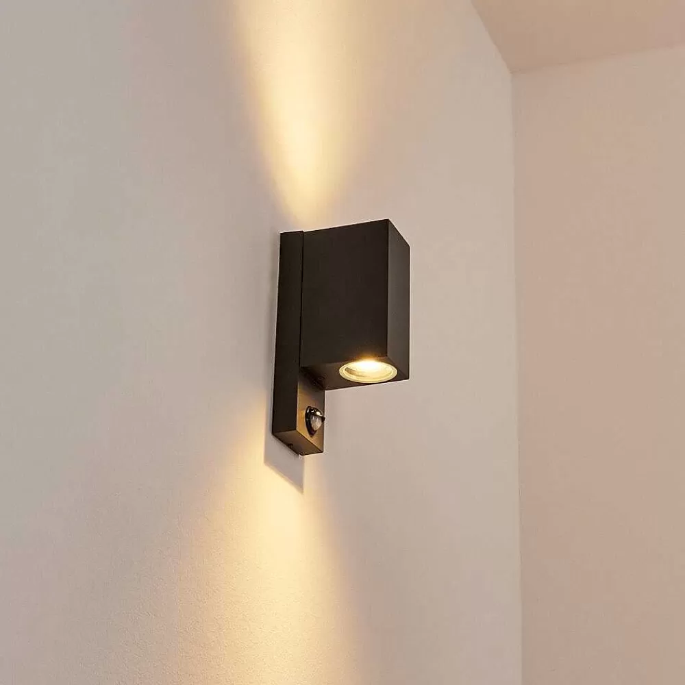 hofstein Applique Murale D'Exterieur Kingstown Anthracite, Transparent, 2 Lumieres, Detecteur De Mouvement