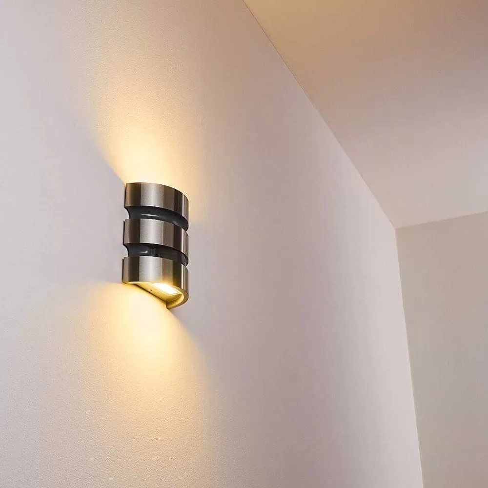 hofstein Applique Murale D'Exterieur Kolding Led Acier Inoxydable, Noir, 1 Lumiere, Detecteur De Mouvement