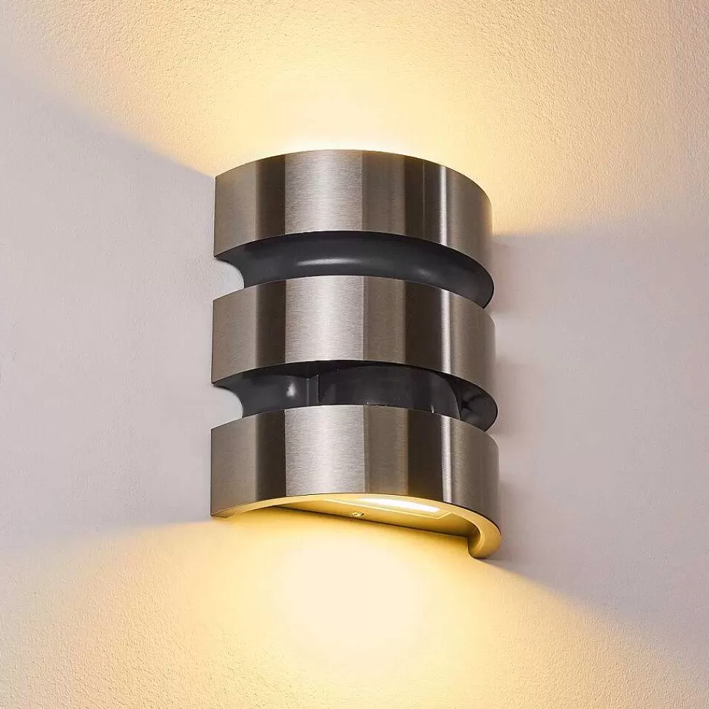 hofstein Applique Murale D'Exterieur Kolding Led Acier Inoxydable, Noir, 1 Lumiere, Detecteur De Mouvement