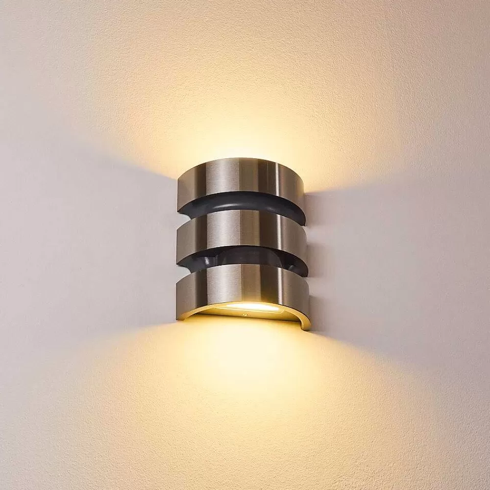 hofstein Applique Murale D'Exterieur Kolding Led Acier Inoxydable, Noir, 1 Lumiere, Detecteur De Mouvement