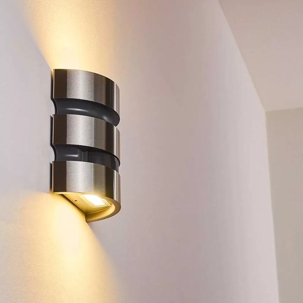 hofstein Applique Murale D'Exterieur Kolding Led Acier Inoxydable, Noir, 1 Lumiere, Detecteur De Mouvement