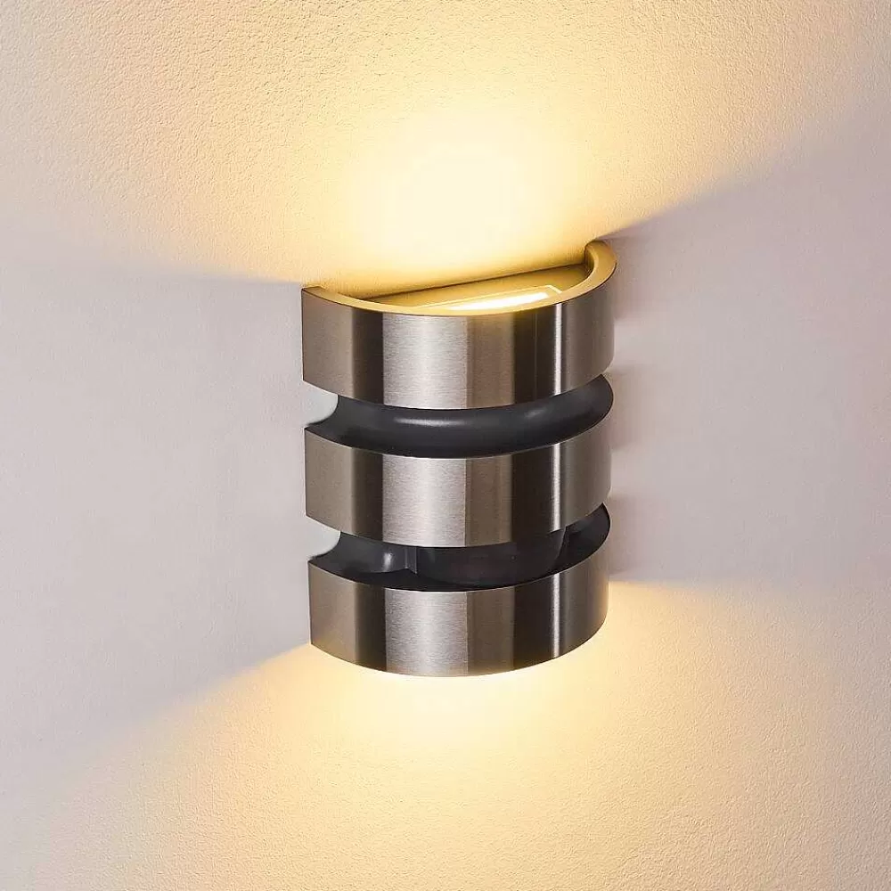 hofstein Applique Murale D'Exterieur Kolding Led Acier Inoxydable, Noir, 1 Lumiere, Detecteur De Mouvement