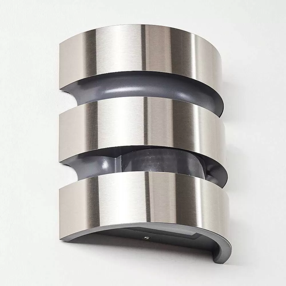 hofstein Applique Murale D'Exterieur Kolding Led Acier Inoxydable, Noir, 1 Lumiere, Detecteur De Mouvement