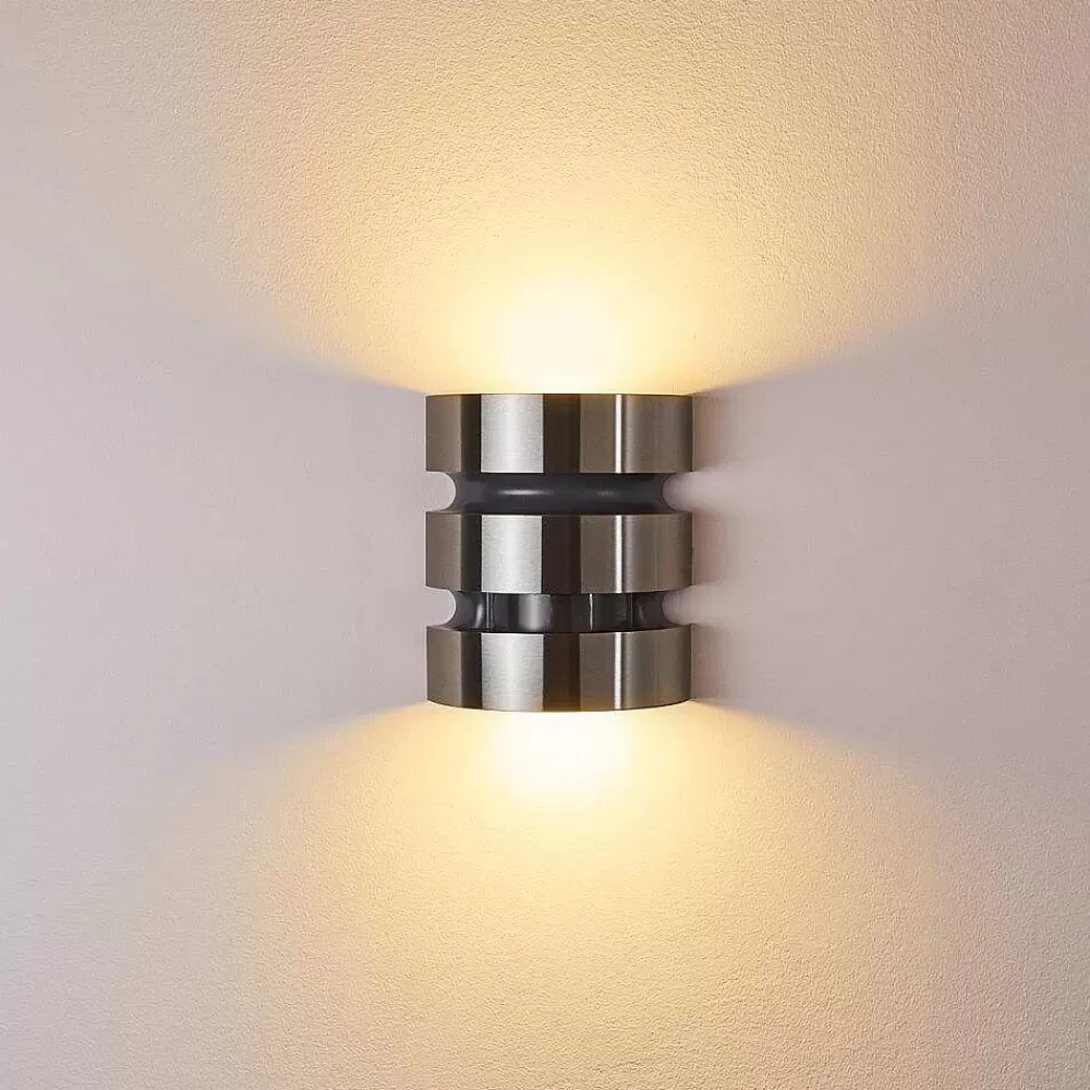 hofstein Applique Murale D'Exterieur Kolding Led Acier Inoxydable, Noir, 1 Lumiere, Detecteur De Mouvement