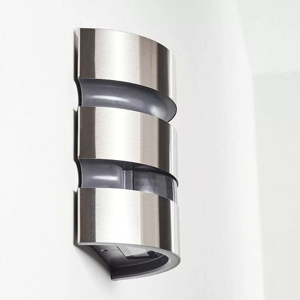 hofstein Applique Murale D'Exterieur Kolding Led Acier Inoxydable, Noir, 1 Lumiere, Detecteur De Mouvement