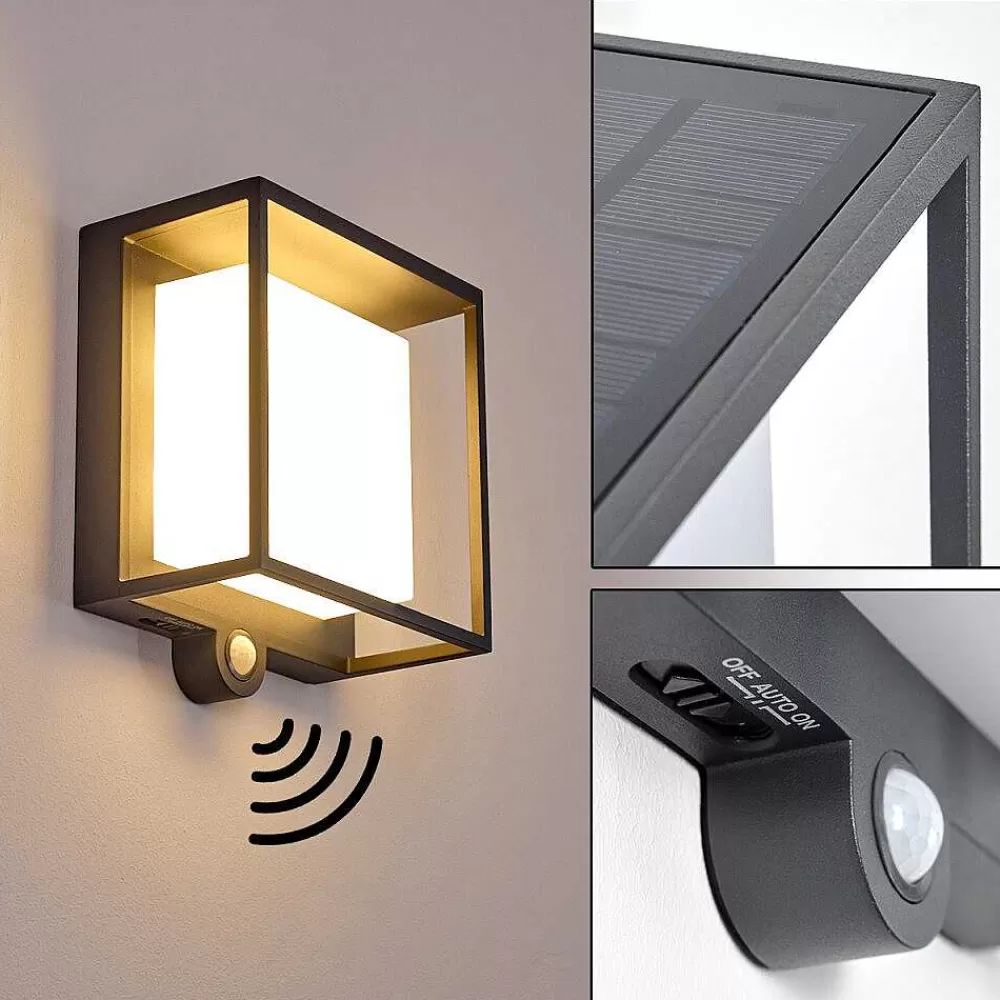 hofstein Applique Murale D'Exterieur Lansing Led Anthracite, 1 Lumiere, Detecteur De Mouvement