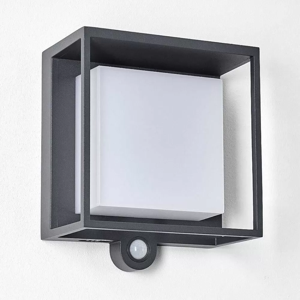 hofstein Applique Murale D'Exterieur Lansing Led Anthracite, 1 Lumiere, Detecteur De Mouvement