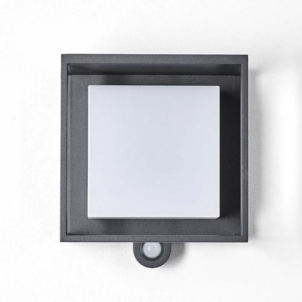 hofstein Applique Murale D'Exterieur Lansing Led Anthracite, 1 Lumiere, Detecteur De Mouvement