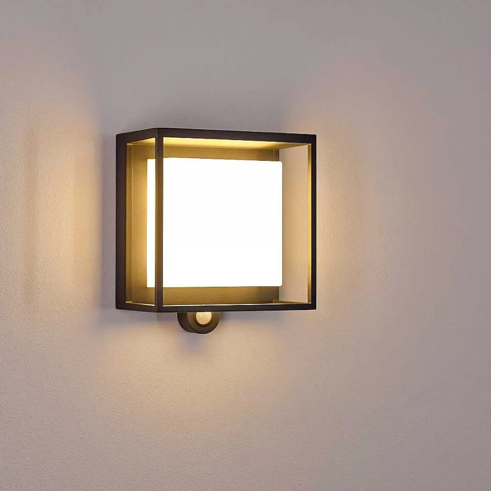 hofstein Applique Murale D'Exterieur Lansing Led Anthracite, 1 Lumiere, Detecteur De Mouvement