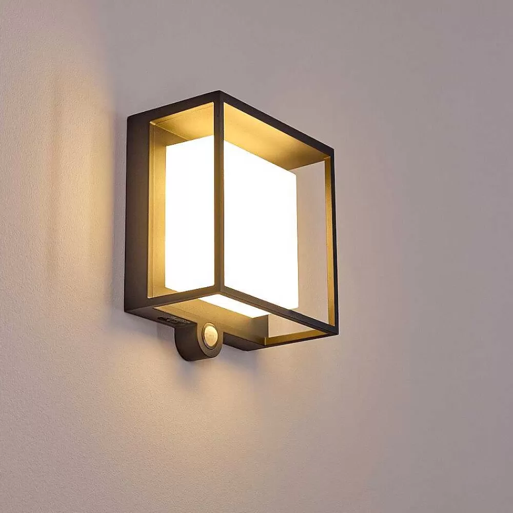 hofstein Applique Murale D'Exterieur Lansing Led Anthracite, 1 Lumiere, Detecteur De Mouvement