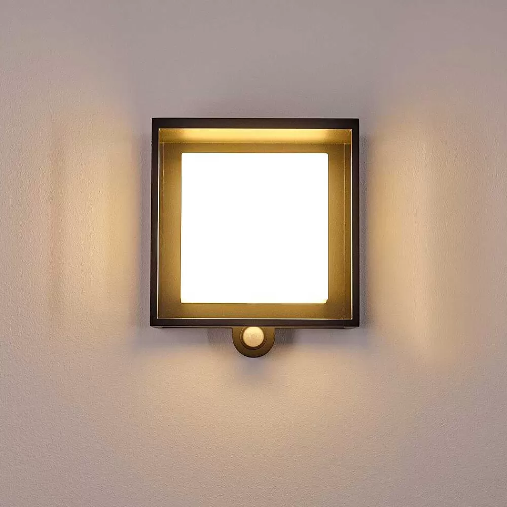 hofstein Applique Murale D'Exterieur Lansing Led Anthracite, 1 Lumiere, Detecteur De Mouvement