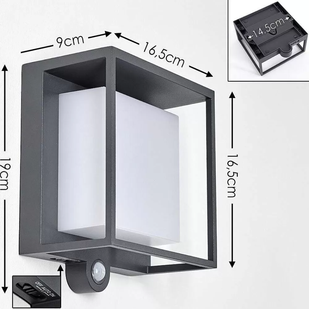 hofstein Applique Murale D'Exterieur Lansing Led Anthracite, 1 Lumiere, Detecteur De Mouvement