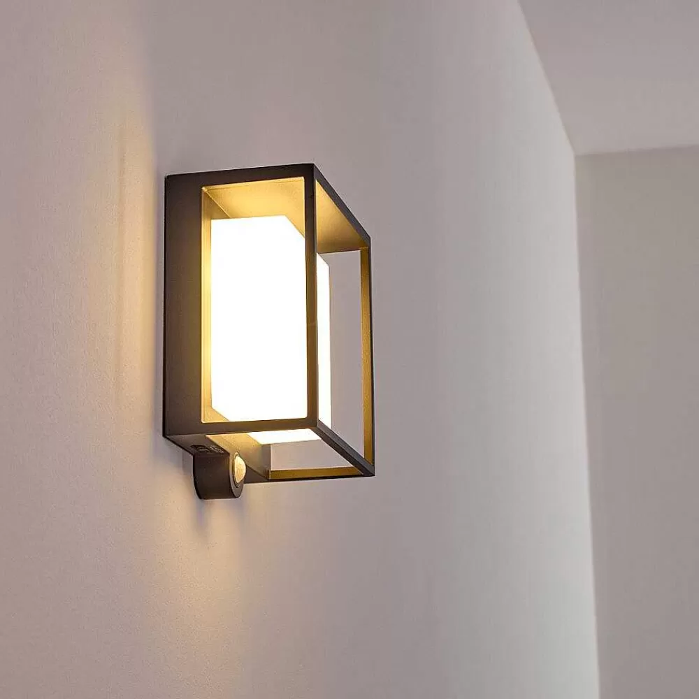 hofstein Applique Murale D'Exterieur Lansing Led Anthracite, 1 Lumiere, Detecteur De Mouvement