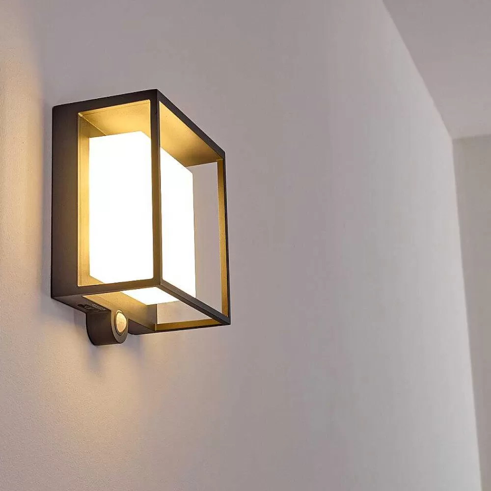hofstein Applique Murale D'Exterieur Lansing Led Anthracite, 1 Lumiere, Detecteur De Mouvement