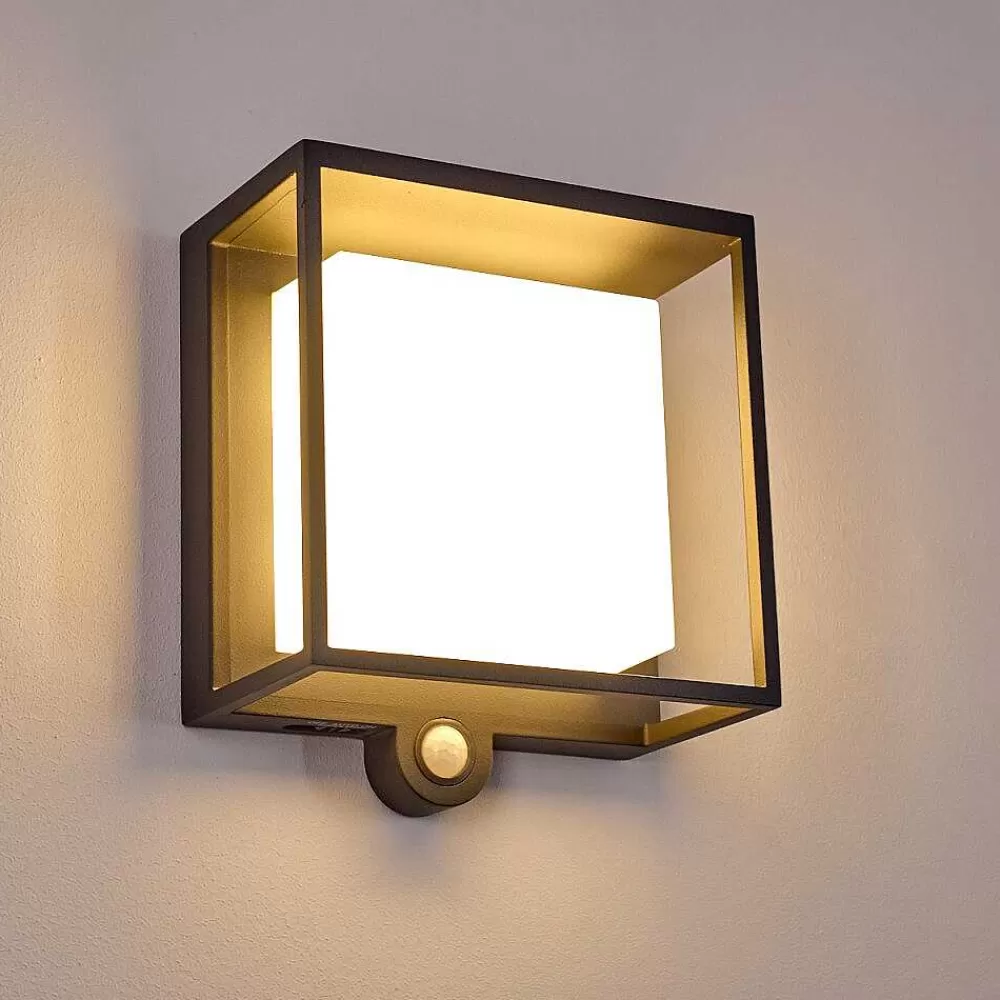 hofstein Applique Murale D'Exterieur Lansing Led Anthracite, 1 Lumiere, Detecteur De Mouvement