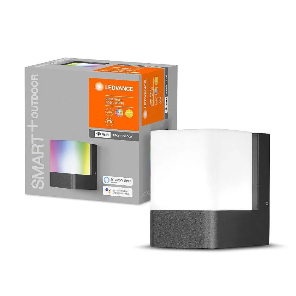 Luminaires Ledvance Applique Murale D'Exterieur Ledvance Cube Gris, 1 Lumiere, Changeur De Couleurs