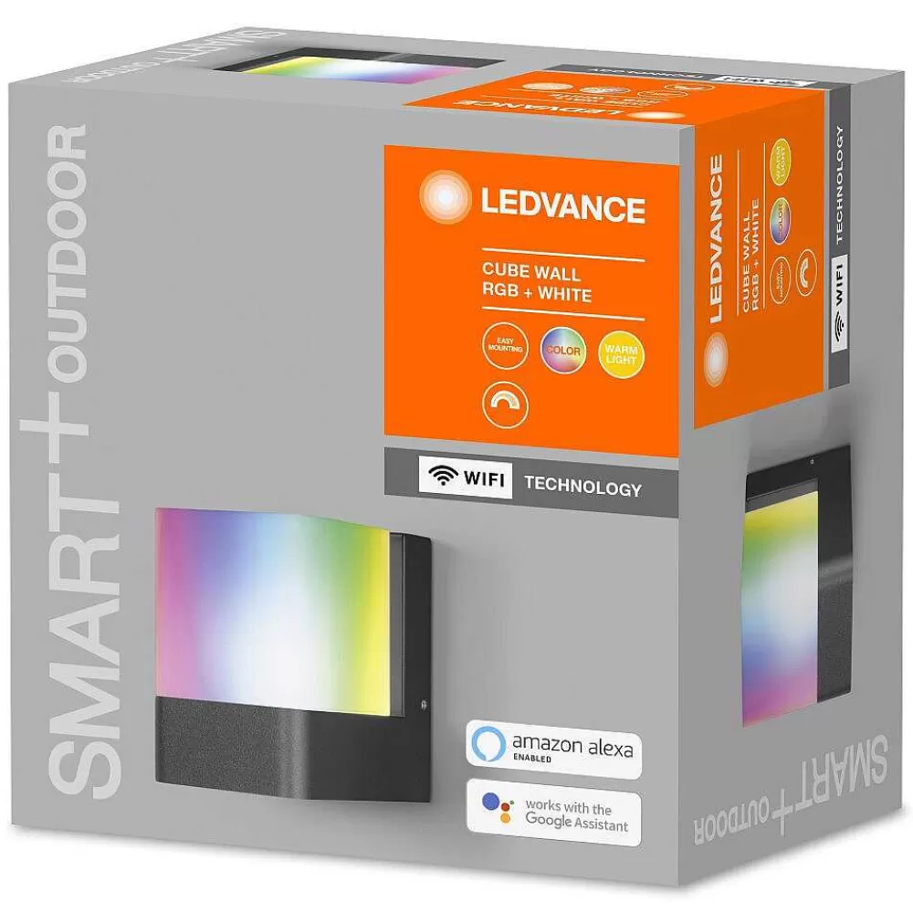 Luminaires Ledvance Applique Murale D'Exterieur Ledvance Cube Gris, 1 Lumiere, Changeur De Couleurs