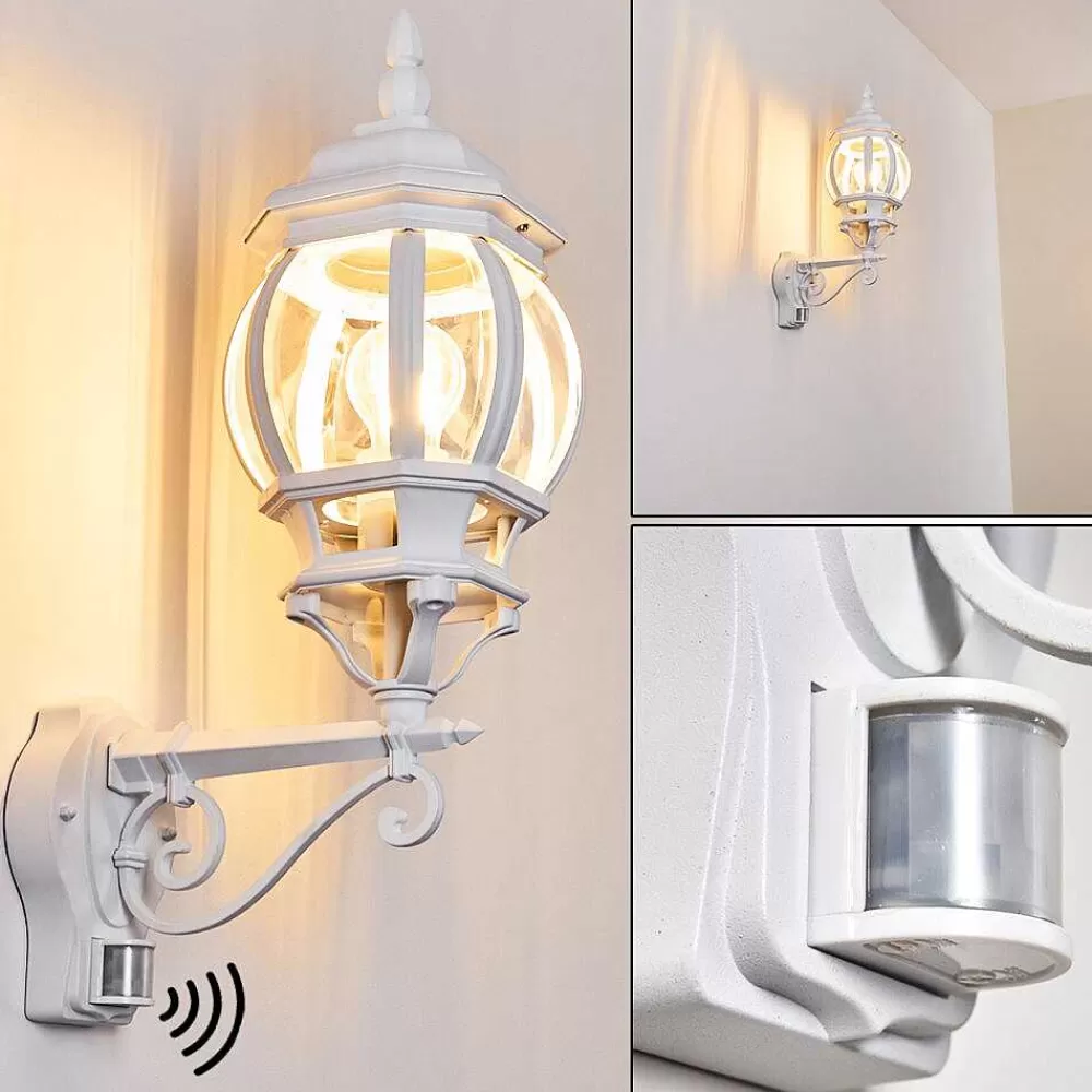 hofstein Applique Murale D'Exterieur Lentua Blanc, 1 Lumiere, Detecteur De Mouvement