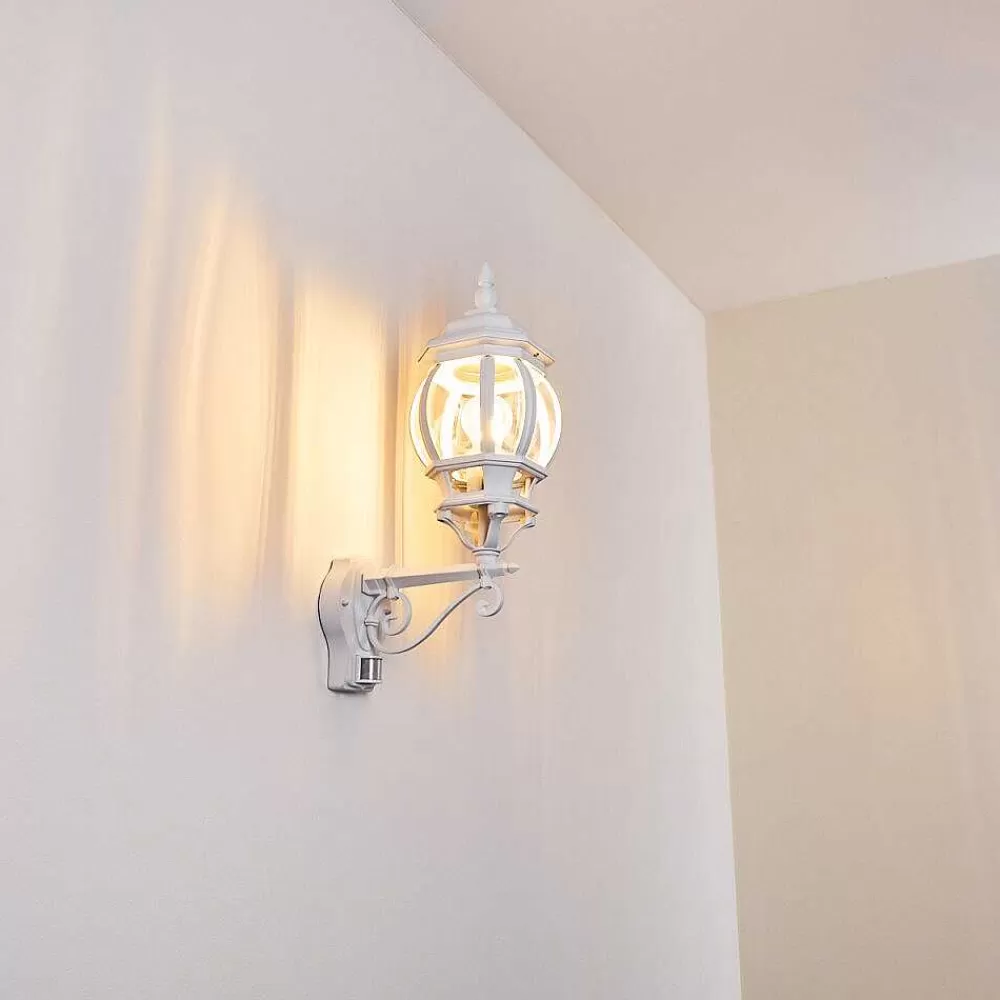 hofstein Applique Murale D'Exterieur Lentua Blanc, 1 Lumiere, Detecteur De Mouvement