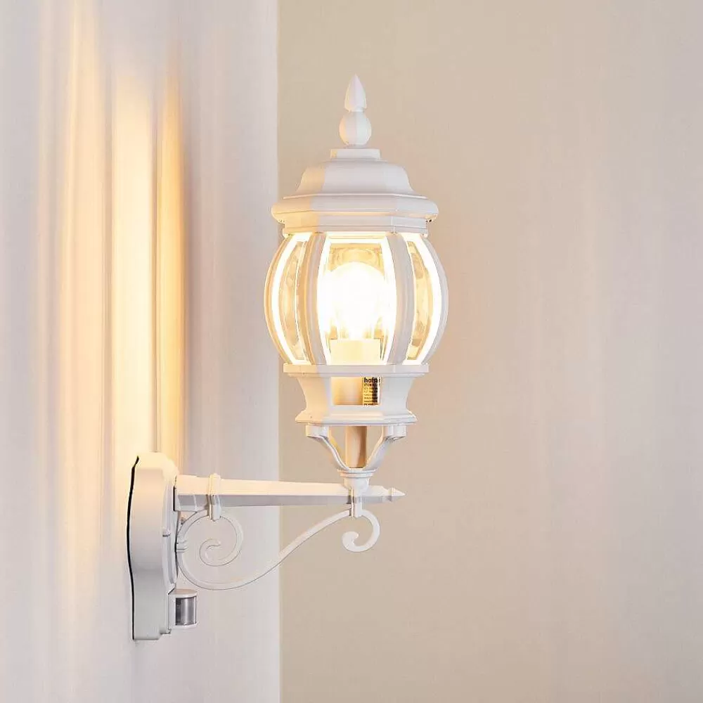 hofstein Applique Murale D'Exterieur Lentua Blanc, 1 Lumiere, Detecteur De Mouvement