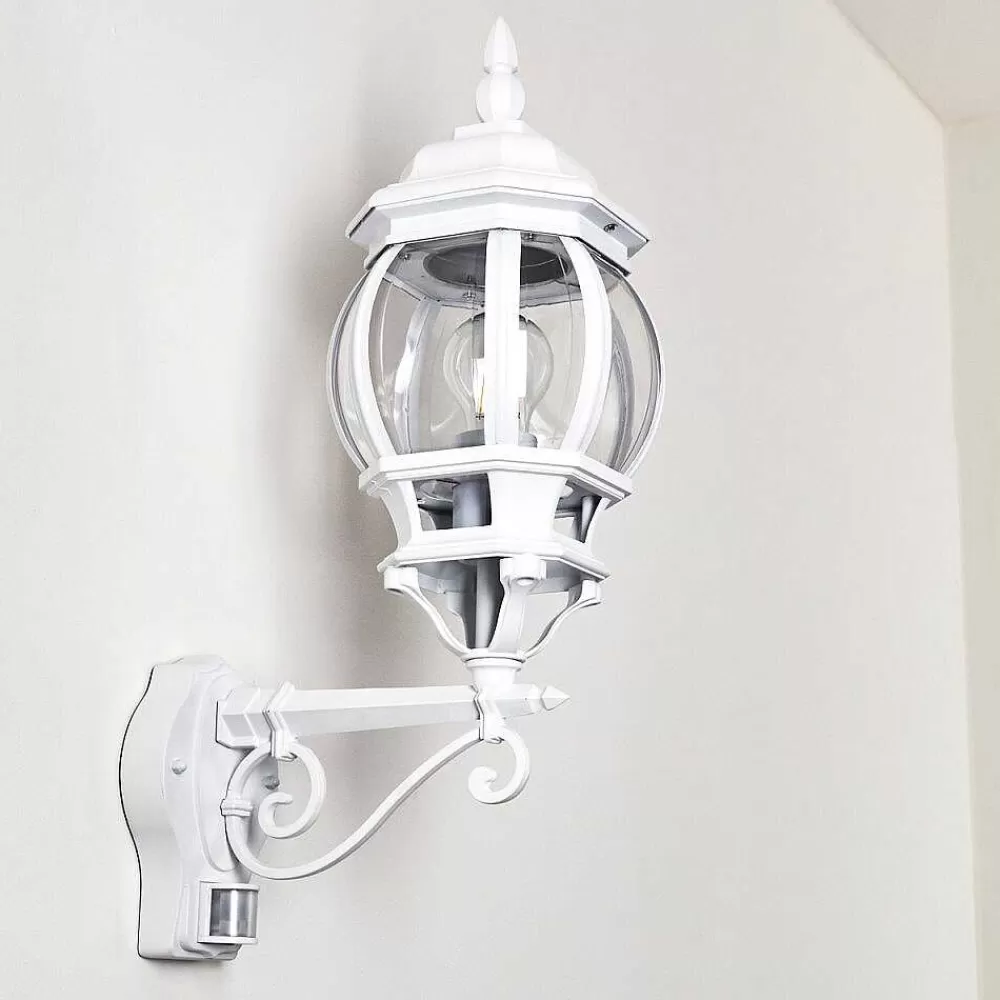 hofstein Applique Murale D'Exterieur Lentua Blanc, 1 Lumiere, Detecteur De Mouvement