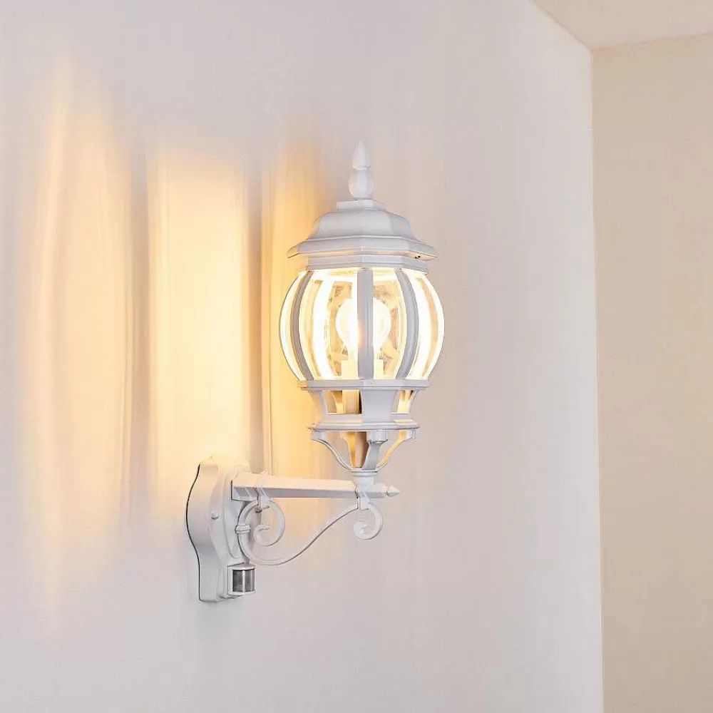 hofstein Applique Murale D'Exterieur Lentua Blanc, 1 Lumiere, Detecteur De Mouvement