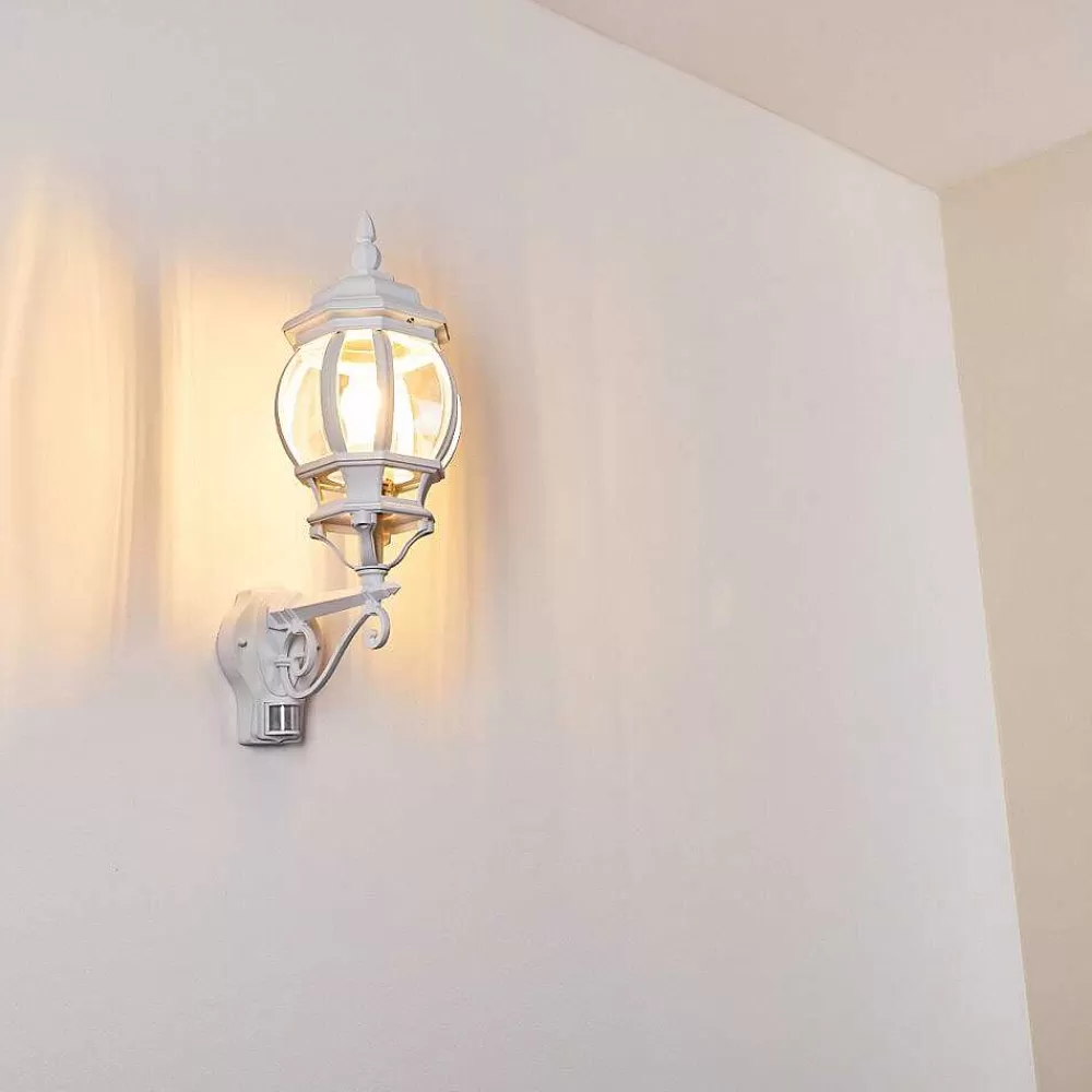 hofstein Applique Murale D'Exterieur Lentua Blanc, 1 Lumiere, Detecteur De Mouvement