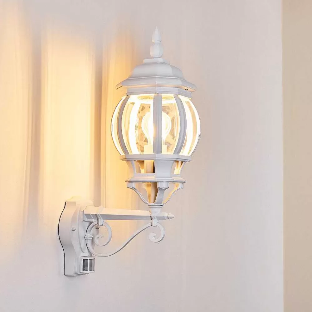 hofstein Applique Murale D'Exterieur Lentua Blanc, 1 Lumiere, Detecteur De Mouvement